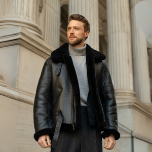 R.A.F Sheepskin Bomber Jacket in Black Z2109B