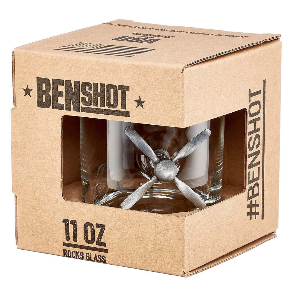 BENSHOT 11oz Propeller Rocks Whiskey Glass Z99F137 - Cockpit USA Accessories