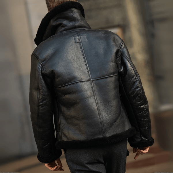 R.A.F Sheepskin Bomber Jacket in Black Z2109B - Cockpit USA Men