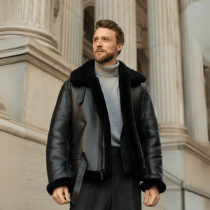 R.A.F Sheepskin Bomber Jacket in Black Z2109B - Cockpit USA Men