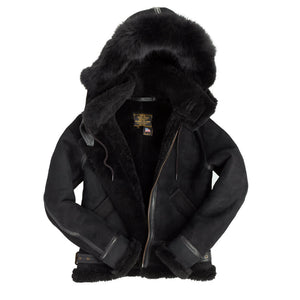 Women's Hooded B-3 Bomber Jacket in Black W72N300B - Cockpit USA Women