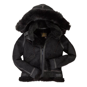 Women's Hooded B-3 Bomber Jacket in Black W72N300B - Cockpit USA Women