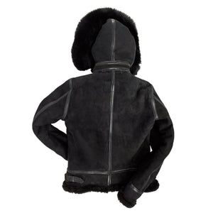 Women's Hooded B-3 Bomber Jacket in Black W72N300B - Cockpit USA Women