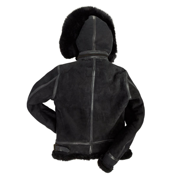 Women's Hooded B-3 Bomber Jacket in Black W72N300B - Cockpit USA Women