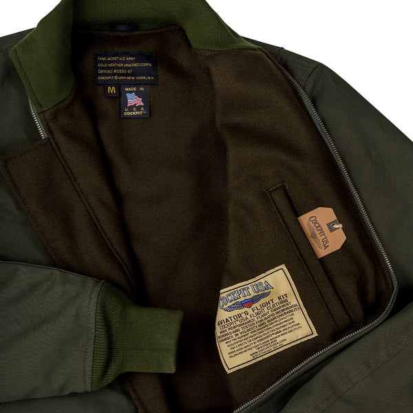 Wool Lined WWII American Tanker Jacket in Olive Z21821N - Cockpit USA Men