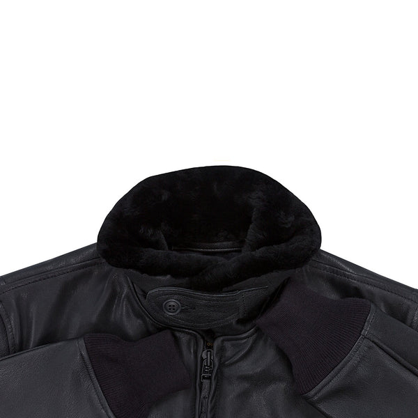 Black Leather G-1 Military Spec Jacket Z21E013