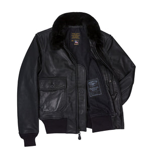 Black Leather G-1 Military Spec Jacket Z21E013