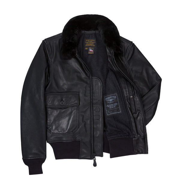 Black Leather G-1 Military Spec Jacket Z21E013