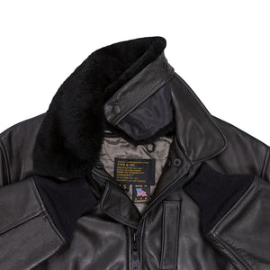 B-15 Leather Flight Jacket Z27H02 in Black