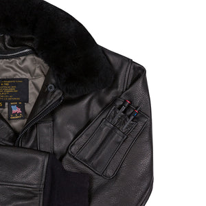 B-15 Leather Flight Jacket Z27H02 in Black
