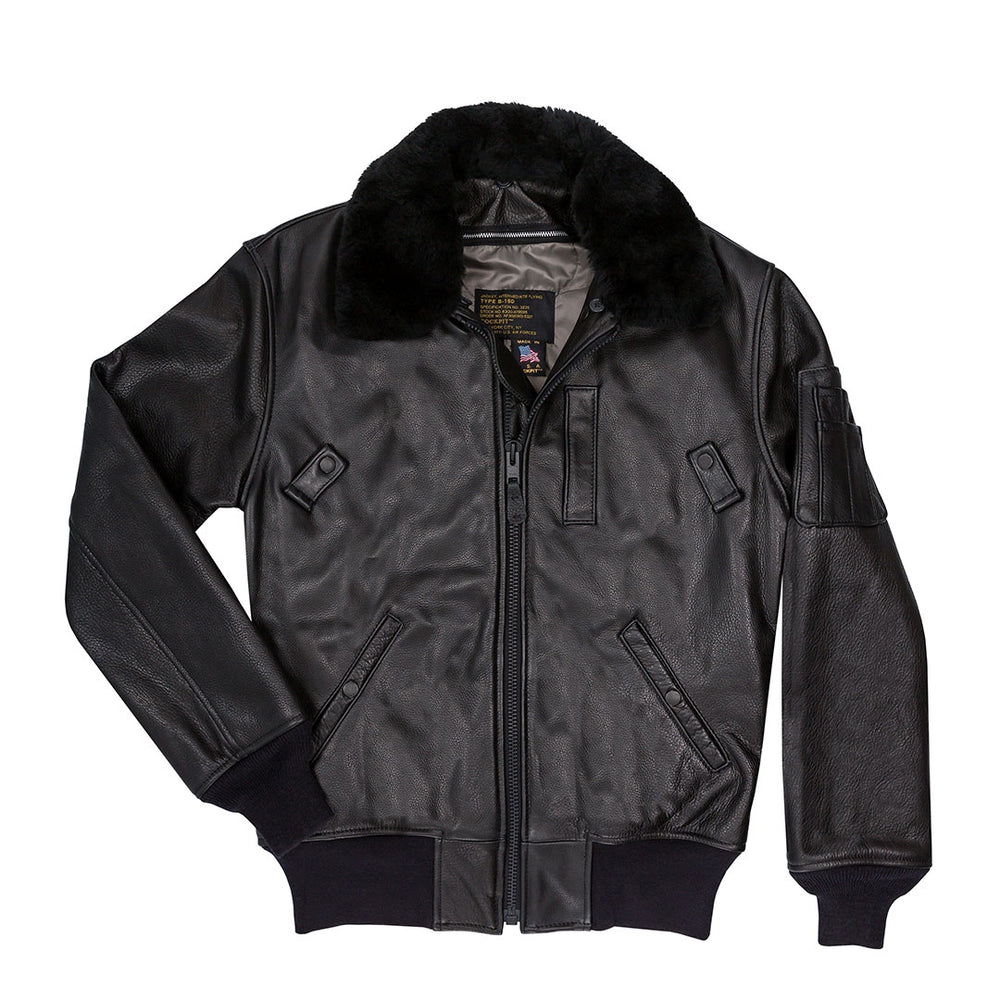 B-15 Leather Flight Jacket Z27H02 in Black