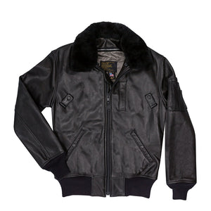 B-15 Leather Flight Jacket Z27H02 in Black