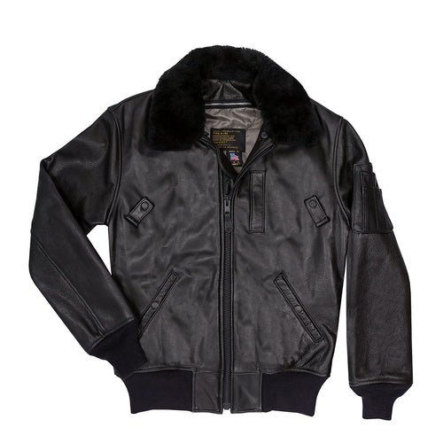 B-15 Leather Flight Jacket Z27H02 in Black