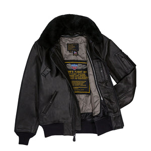 B-15 Leather Flight Jacket Z27H02 in Black