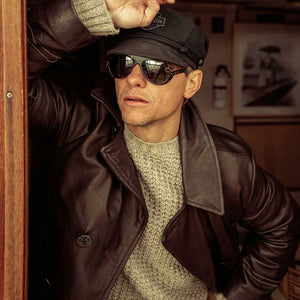 Leather Pea Coat Z21V030
