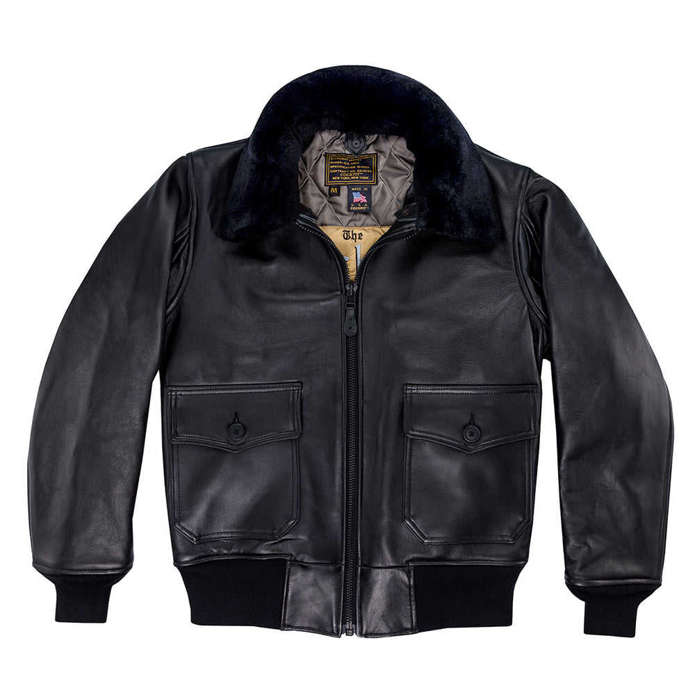 U.S. Navy Lambskin G-1 Flight Jacket Z201035M in Black