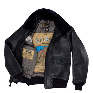 U.S. Navy Lambskin G-1 Flight Jacket Z201035M in Black