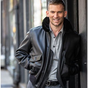 Black Leather G-1 Military Spec Jacket Z21E013