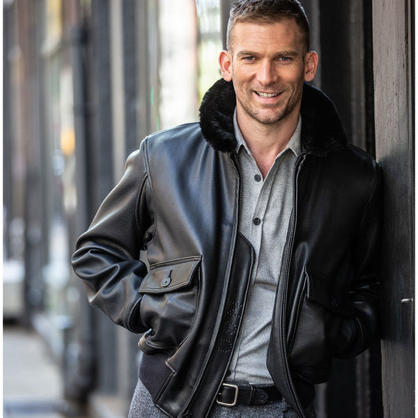 Black Leather G-1 Military Spec Jacket Z21E013