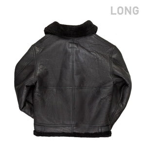 All Black B-3 Hooded Sheepskin Bomber Jacket Long Z203615BL - Cockpit USA Men