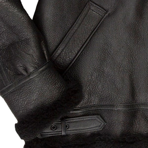 All Black B-3 Hooded Sheepskin Bomber Jacket Z203615B - Cockpit USA Men