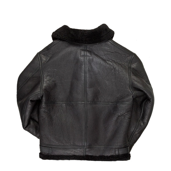 All Black B-3 Hooded Sheepskin Bomber Jacket Z203615B - Cockpit USA Men