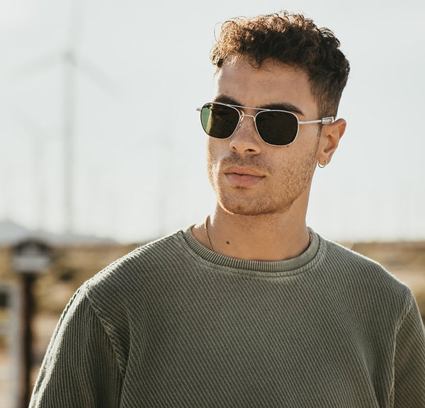 American Optical Original Pilot Sunglasses (polarized)- SILVER Z99D109 - Cockpit USA Accessories