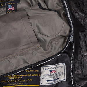 B-15 Leather Flight Jacket Z27H02 in Black - Cockpit USA Men