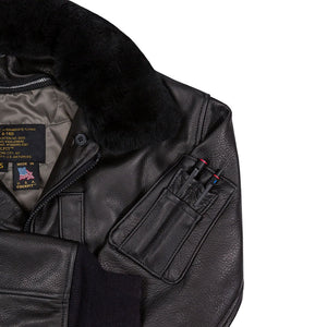 B-15 Leather Flight Jacket Z27H02 in Black - Cockpit USA Men