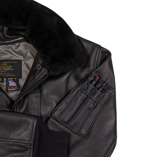 B-15 Leather Flight Jacket Z27H02 in Black - Cockpit USA Men