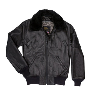 B-15 Leather Flight Jacket Z27H02 in Black - Cockpit USA Men