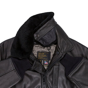 B-15 Leather Flight Jacket Z27H02 in Black - Cockpit USA Men
