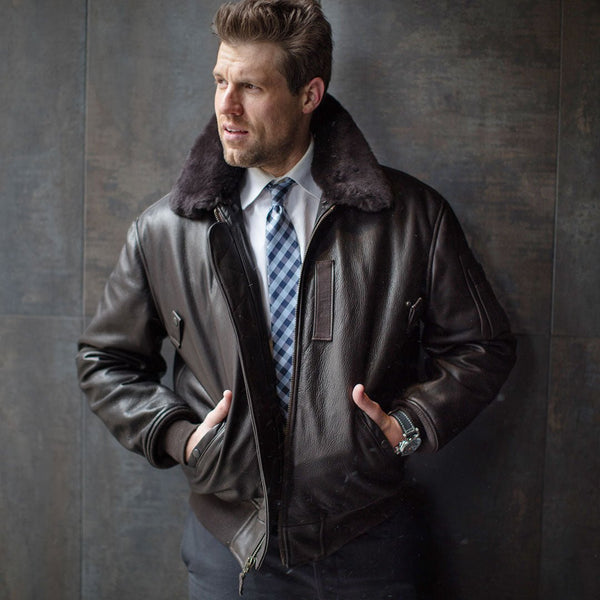 B-15 Leather Flight Jacket Z27H02 in Brown - Cockpit USA Men