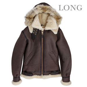 B-3 Hooded Sheepskin Bomber Jacket (Long) Z203615L - Cockpit USA Men