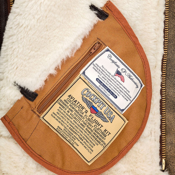B-3 Hooded Sheepskin Bomber Jacket Z203615 - Cockpit USA Men