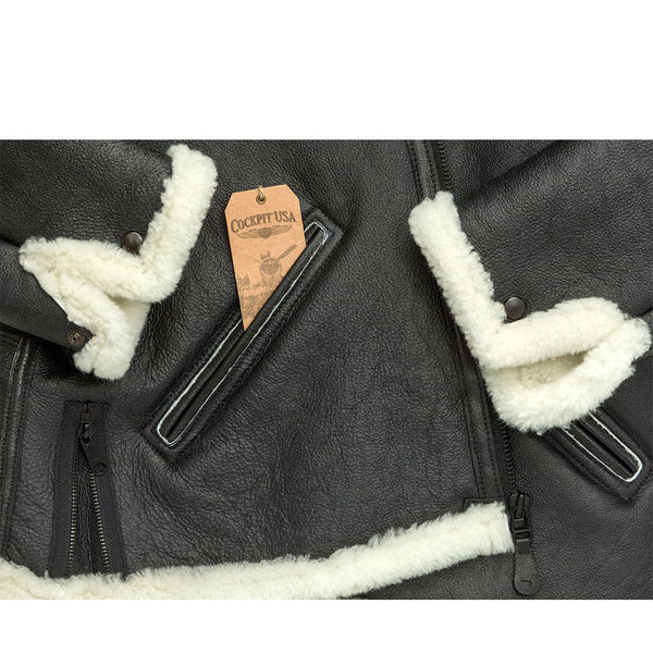 B-6 Black Shearling Bomber Jacket Z21Y008 - Cockpit USA Men