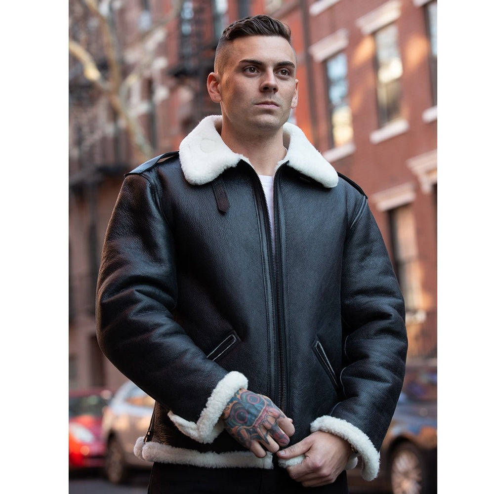 B-6 Black Shearling Bomber Jacket Z21Y008 - Cockpit USA Men