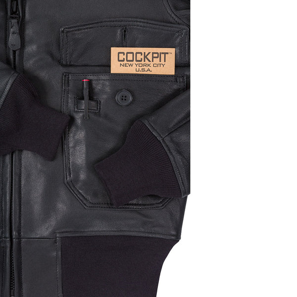 Black Leather G-1 Military Spec Jacket Z21E013 - Cockpit USA Men