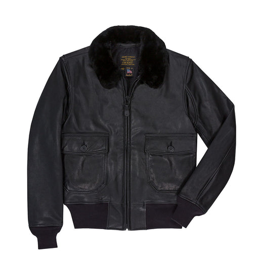 Black Leather G-1 Military Spec Jacket Z21E013 - Cockpit USA Men