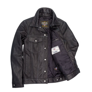 Calfskin Leather Jean Jacket Z21X003 in Black - Cockpit USA Men