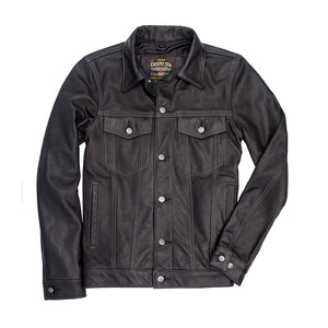Calfskin Leather Jean Jacket Z21X003 in Black - Cockpit USA Men