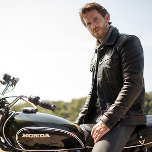 Calfskin Leather Jean Jacket Z21X003 in Black - Cockpit USA Men