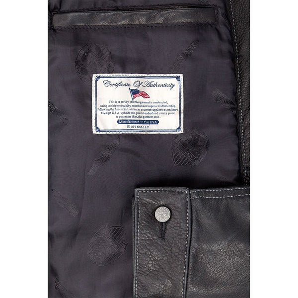 Calfskin Leather Jean Jacket Z21X003 in Black - Cockpit USA Men