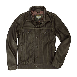 Calfskin Leather Jean Jacket Z21X003 in Brown - Cockpit USA Men