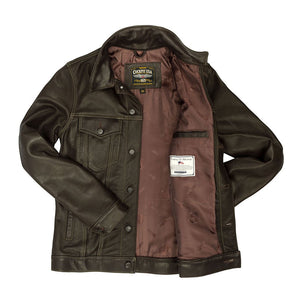 Calfskin Leather Jean Jacket Z21X003 in Brown - Cockpit USA Men