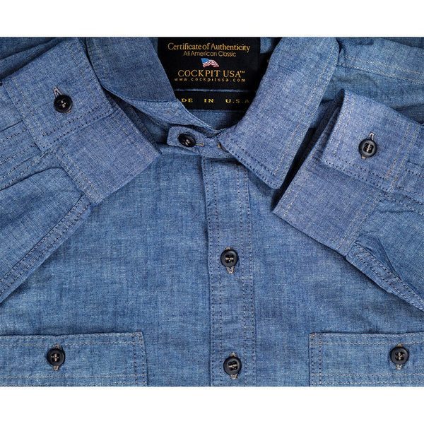 CHAMBRAY OFFICERS SHRT Z42X008 - Cockpit USA Men