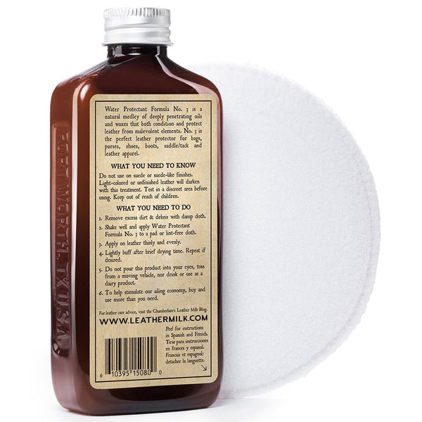 Leather Milk® Water Protectant No.3 6oz w Pad Z99Y013 - Cockpit USA Accessories