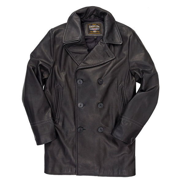 Leather Pea Coat Z21V030 - Cockpit USA Men