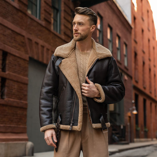 RAF Fighter Weight Sheepskin Bomber Jacket Z21W010 - Cockpit USA Men