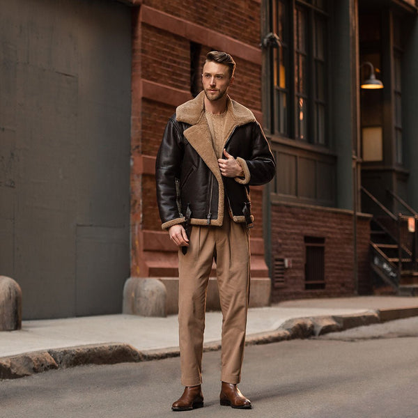 RAF Fighter Weight Sheepskin Bomber Jacket Z21W010 - Cockpit USA Men
